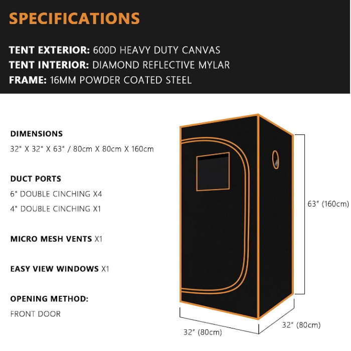 GrowCube X32 - Heavy-Duty Indoor Grow Tent