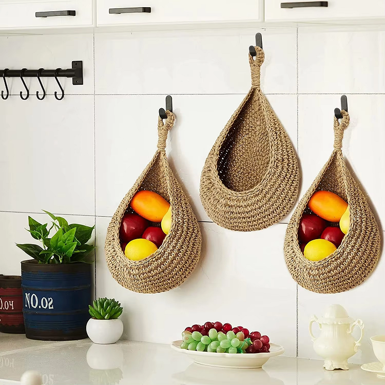 RusticCharm - Woven Hanging Storage Baskets