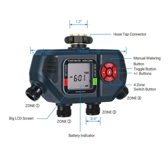 HydroCommand - 4-Zone Outdoor Water Timer