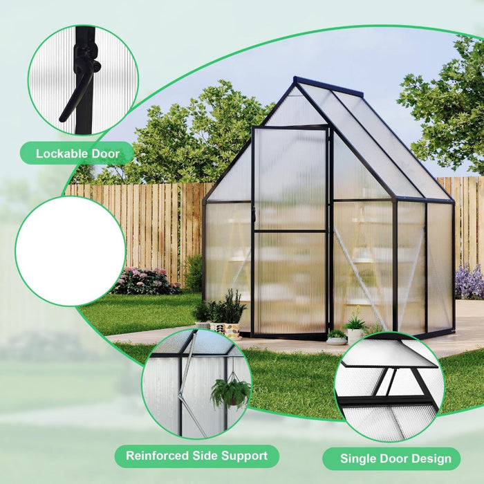 GrowHaus - 6x4 ft Polycarbonate Walk-in Greenhouse