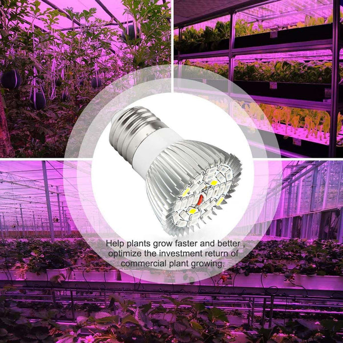 LeafBright - 100W Full Spectrum E27 LED Grow Light Bulbs