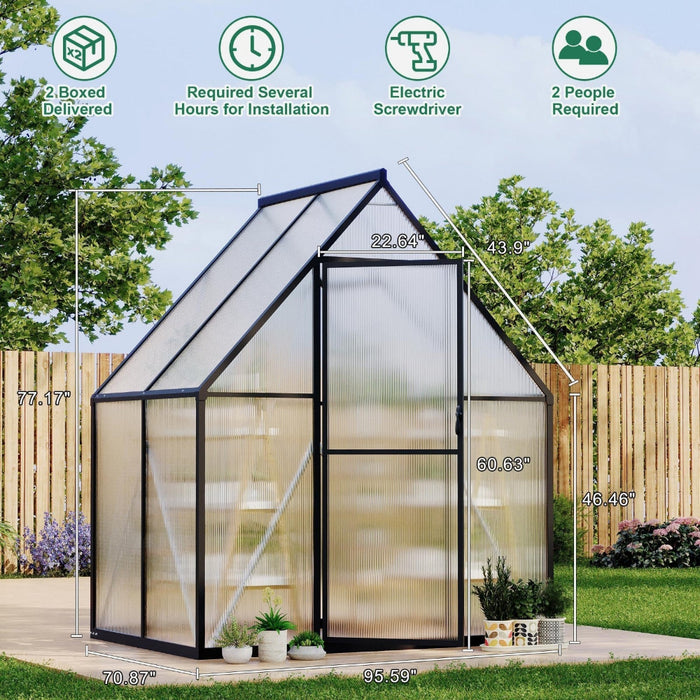 GrowHaus - 6x4 ft Polycarbonate Walk-in Greenhouse