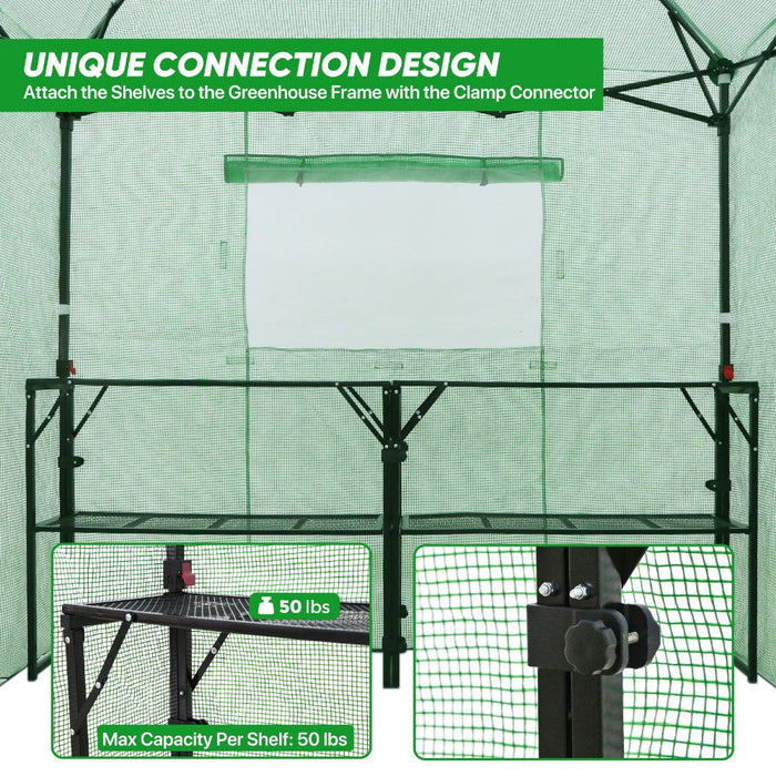 GrowLodge - Walk in Outdoor GreenHouse with 2 Shelves
