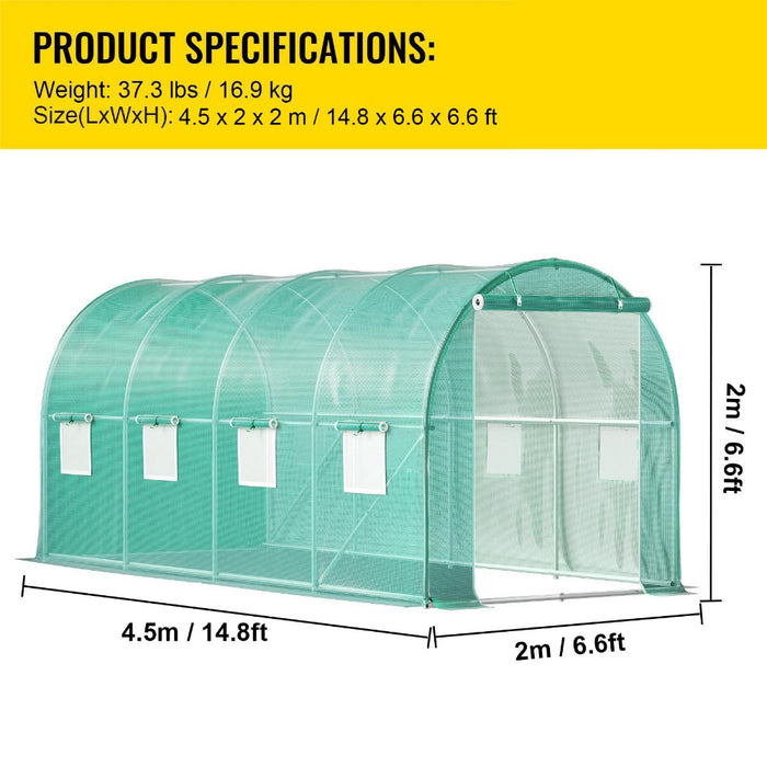 Backyard Bloom - 15x7x7 ft Walk-in Tunnel Greenhouse