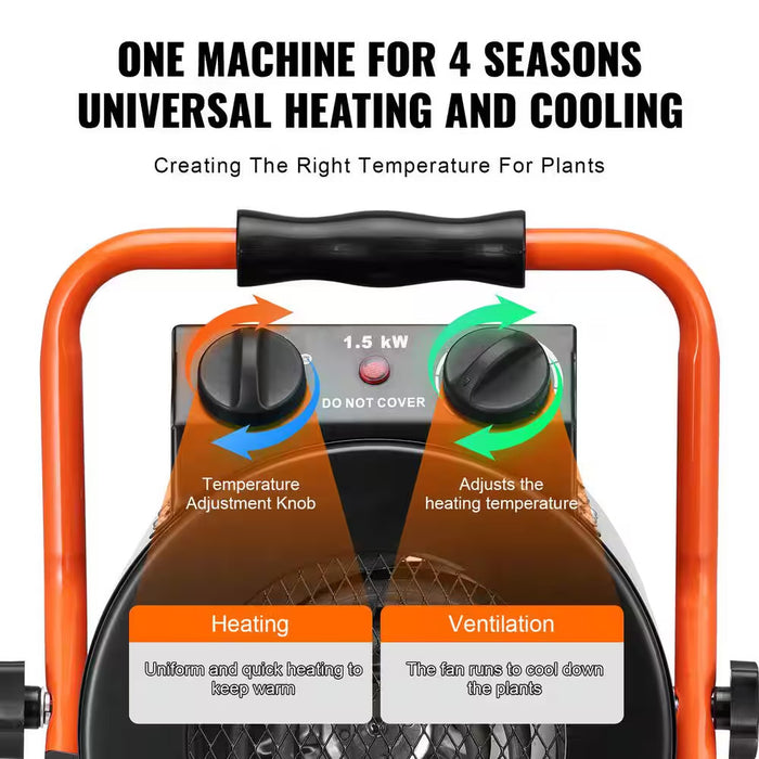 VerdantFlow - Electric Greenhouse Heater with Thermostat