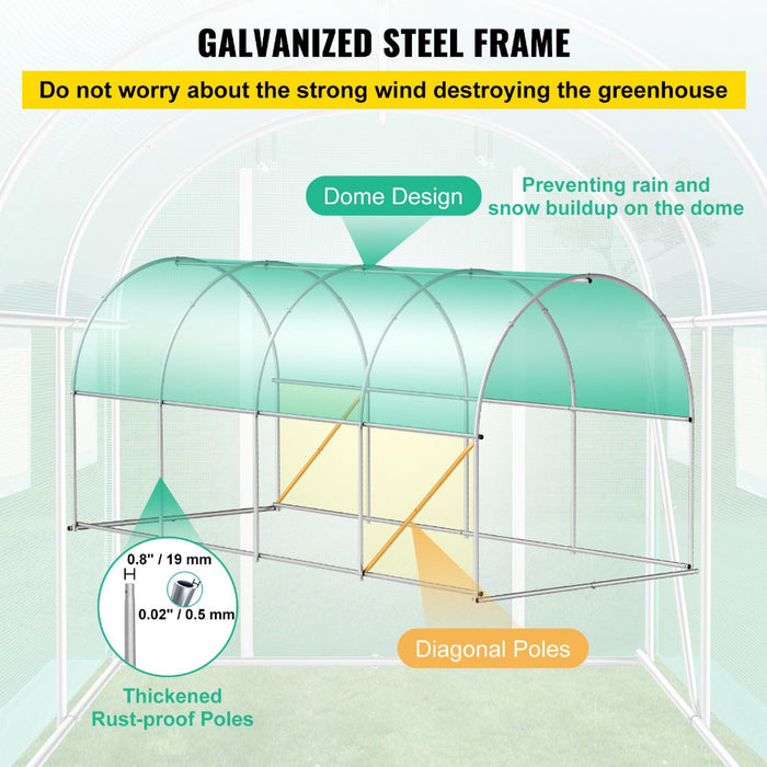 Backyard Bloom - 15x7x7 ft Walk-in Tunnel Greenhouse