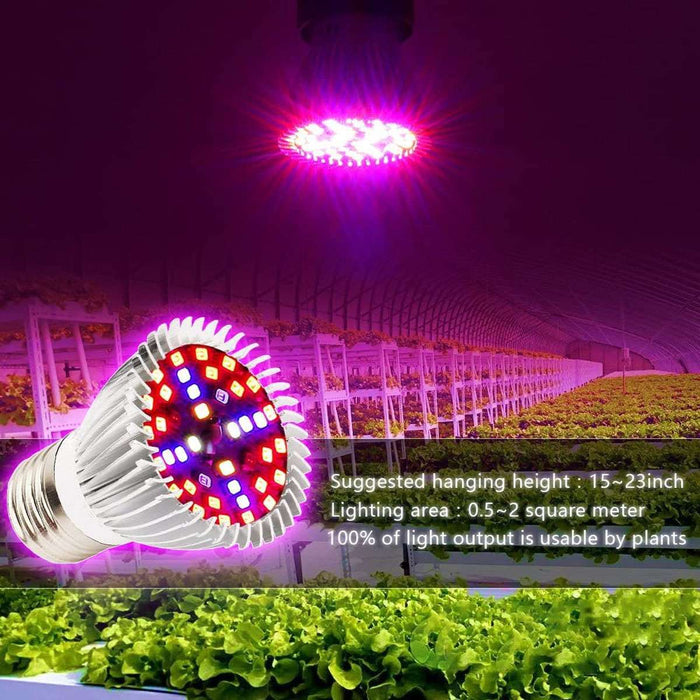 LeafBright - 100W Full Spectrum E27 LED Grow Light Bulbs