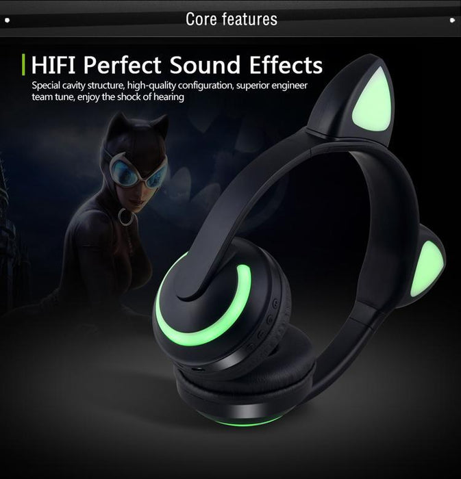 GlowTune Kitty - Bluetooth Cat Ear Headphones