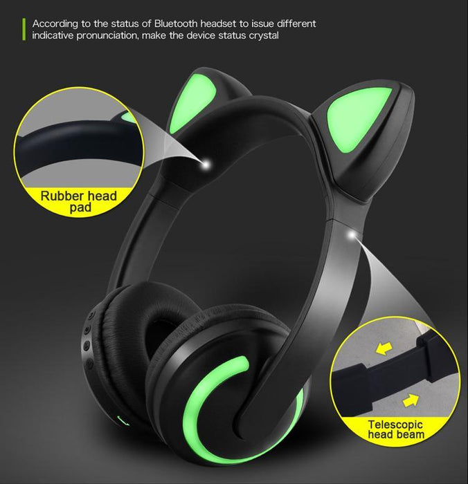 GlowTune Kitty - Bluetooth Cat Ear Headphones