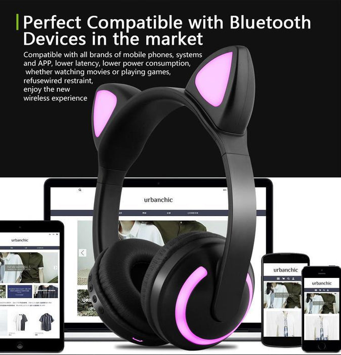 GlowTune Kitty - Bluetooth Cat Ear Headphones
