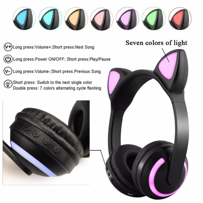 GlowTune Kitty - Bluetooth Cat Ear Headphones
