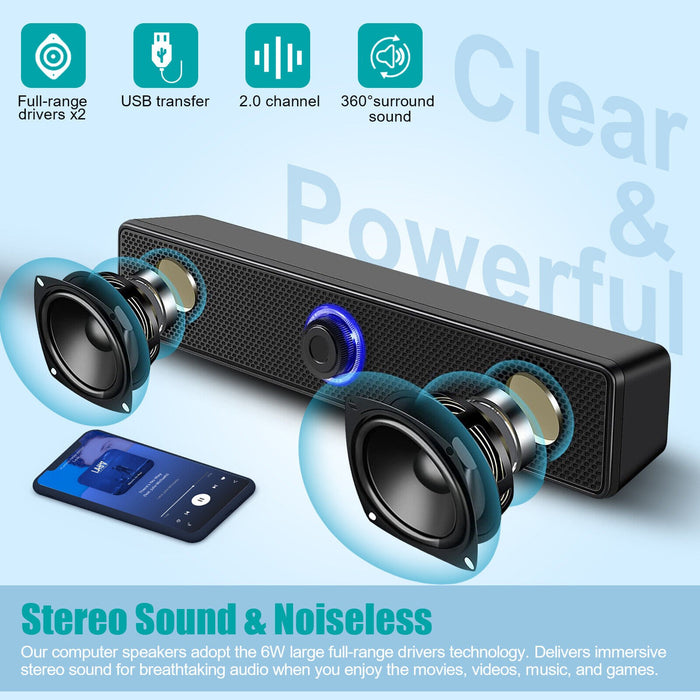 SonicRise - Stereo Bass Sound Computer Speakers