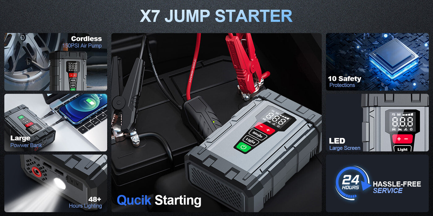 VoltX7 - Portable Car Jump Starter with Air Compressor
