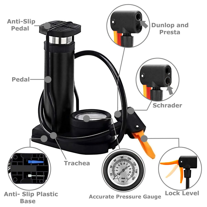 PeakPump - Portable Bike Pump with Pressure Gauge