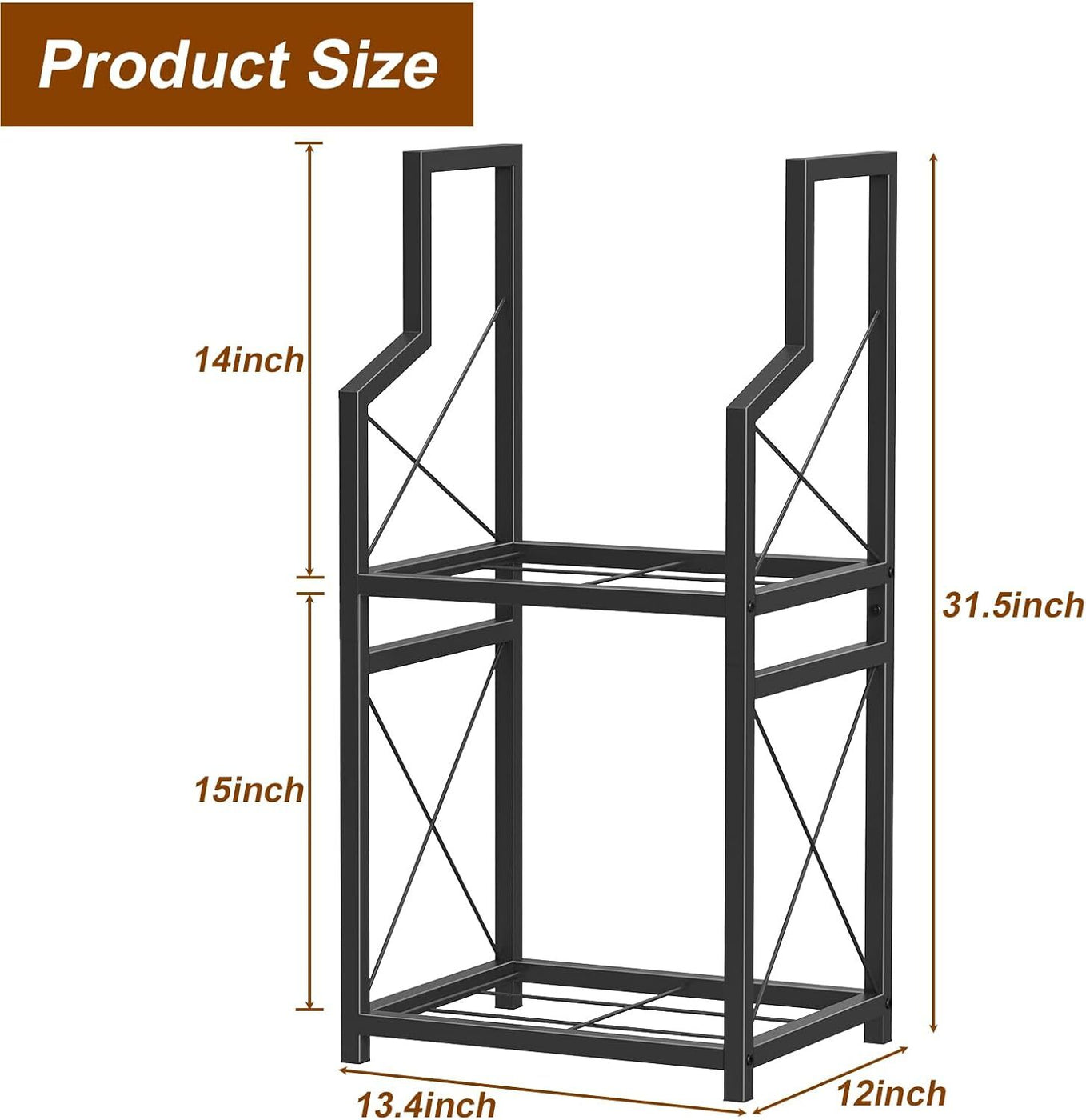 Firewood Rack | Indoor & Outdoor Log Holder | 2-Tier Storage | Rust ...
