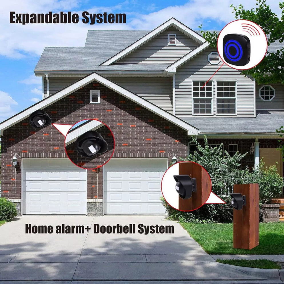 Wireless Driveway Alarm System – 656ft Range, Motion Sensor, 38 Chimes, Waterproof (H2C8) - View #4