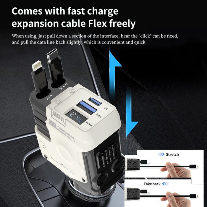 CableGlide - 4-in-1 Retractable Car Charger