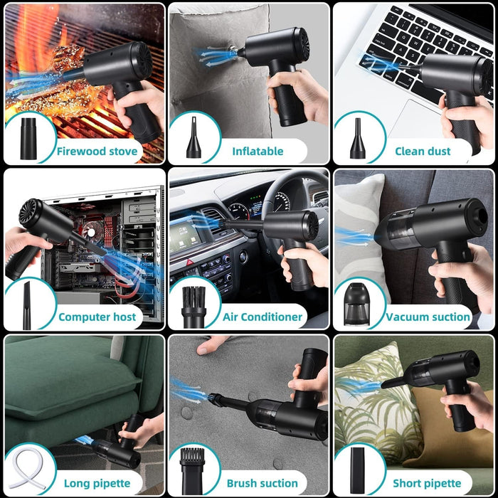 DustRocket - 2-in-1 Portable Air Duster & Vacuum Cleaner