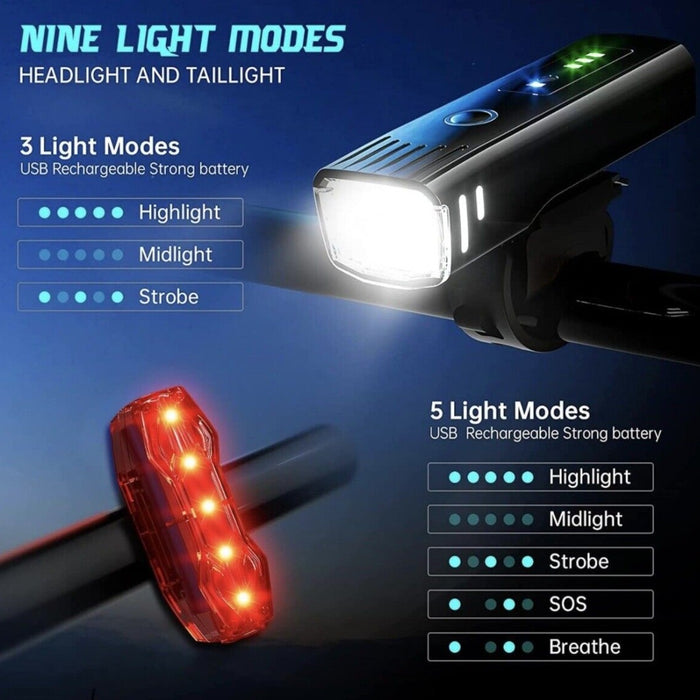 NightRide Pro Light Set - Front & Rear Bike Lights