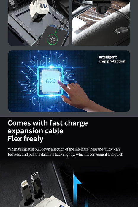 CableGlide - 4-in-1 Retractable Car Charger