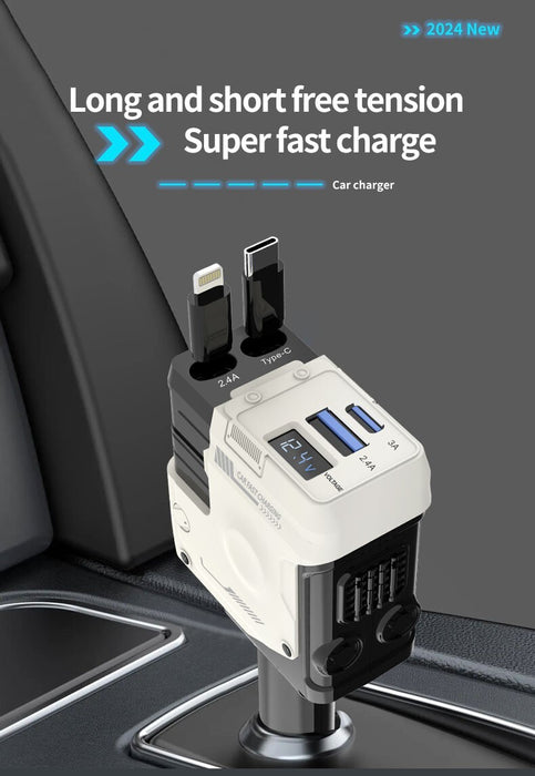 CableGlide - 4-in-1 Retractable Car Charger