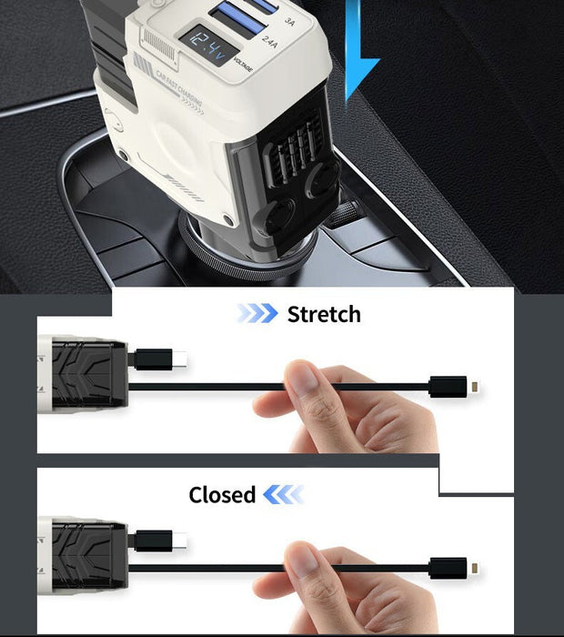 CableGlide - 4-in-1 Retractable Car Charger
