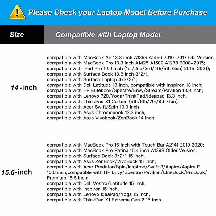 CloudCarry Sleeve – Laptop Case for 15.6 Inch and 14 Inch Laptops