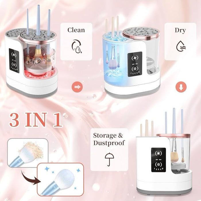 GlamWave - 3-in-1 Electric Makeup Brush Cleaner Machine