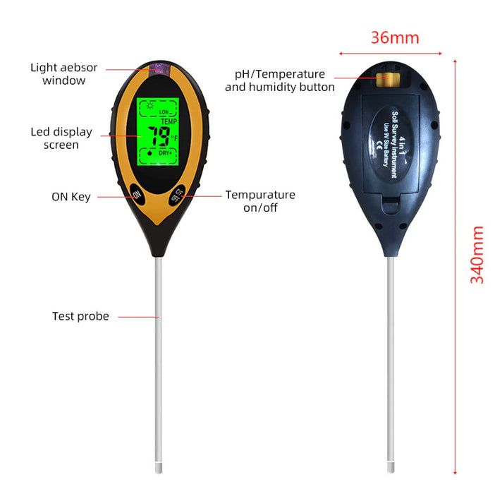 GreenGauge - 4-in-1 Soil Meter for Indoor & Outdoor Plants