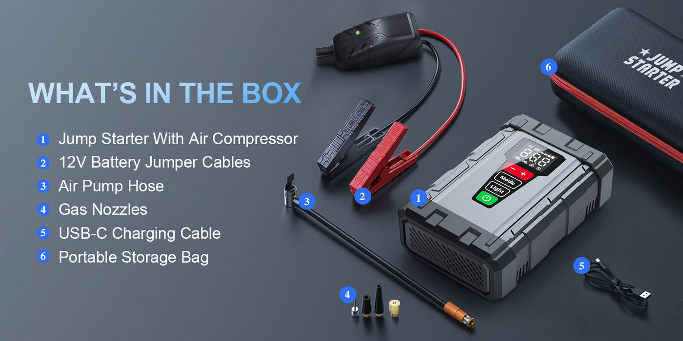 VoltX7 - Portable Car Jump Starter with Air Compressor