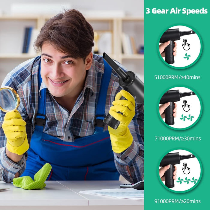 DustRocket - 2-in-1 Portable Air Duster & Vacuum Cleaner