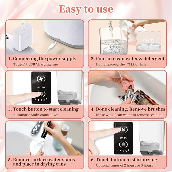 GlamWave - 3-in-1 Electric Makeup Brush Cleaner Machine