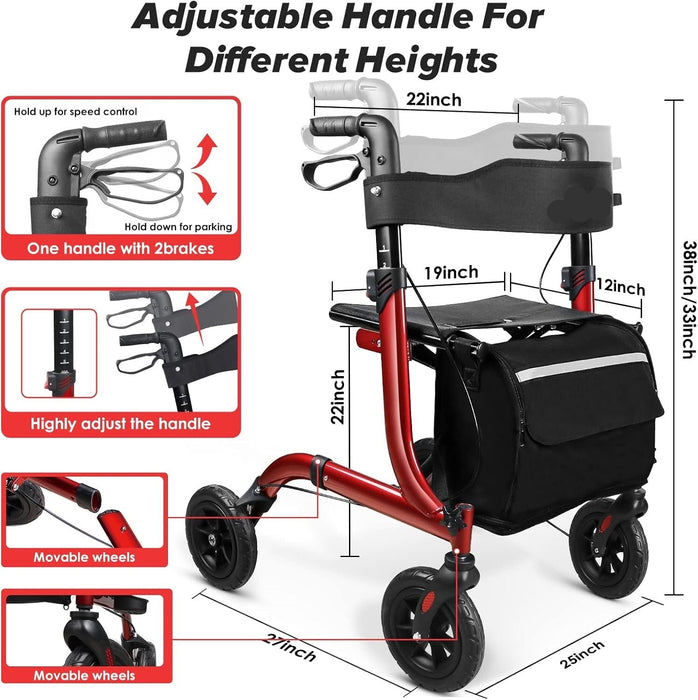 WalkWell - Lightweight Rollator Walker for Seniors