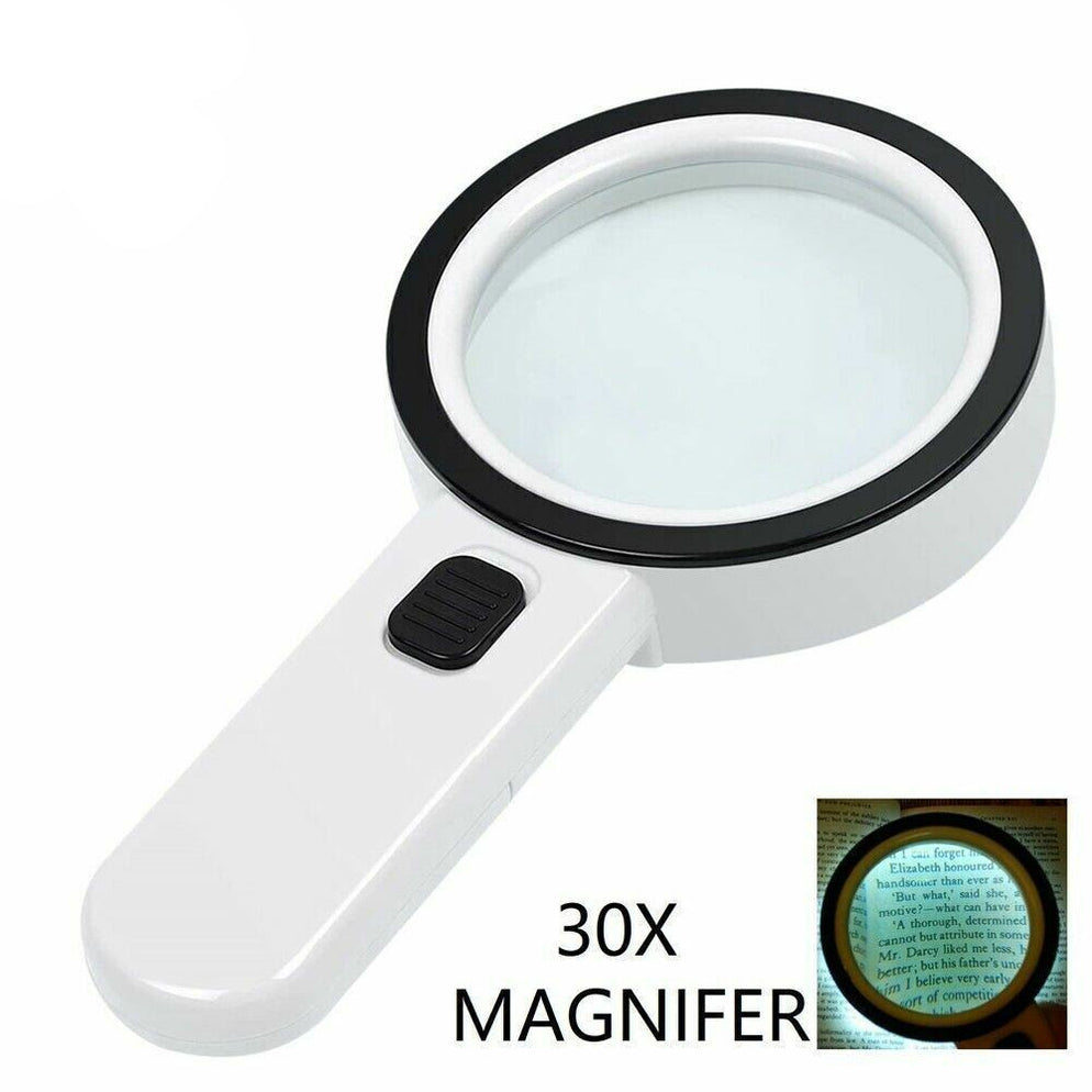 30X Magnifying Glass with Light | Real Glass Lens | 12 LED Lights ...