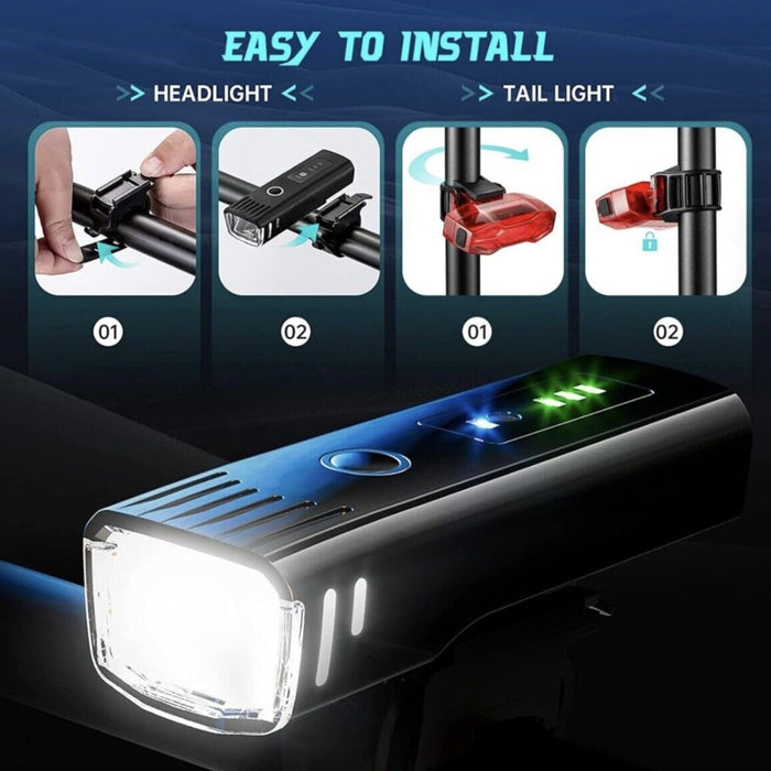 NightRide Pro Light Set - Front & Rear Bike Lights