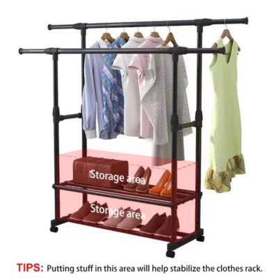 FlexiRack Duo – Adjustable Clothes Rack with Wheels