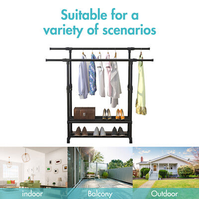 FlexiRack Duo – Adjustable Clothes Rack with Wheels