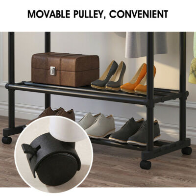 FlexiRack Duo – Adjustable Clothes Rack with Wheels