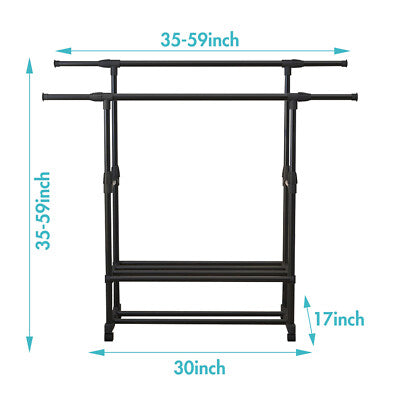 FlexiRack Duo – Adjustable Clothes Rack with Wheels