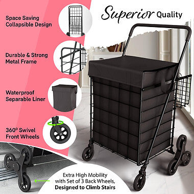 RollMaster 6X - Heavy Duty Stair Climbing Shopping Cart