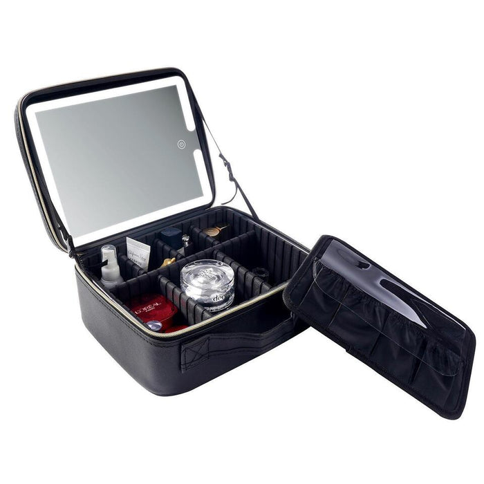 Portable Lighted Mirror Makeup Organizer Case