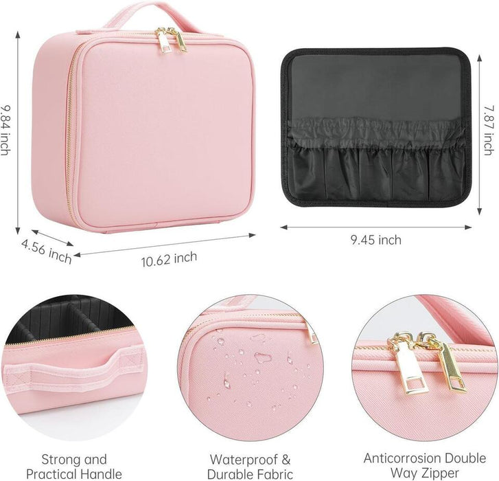 Portable Lighted Mirror Makeup Organizer Case