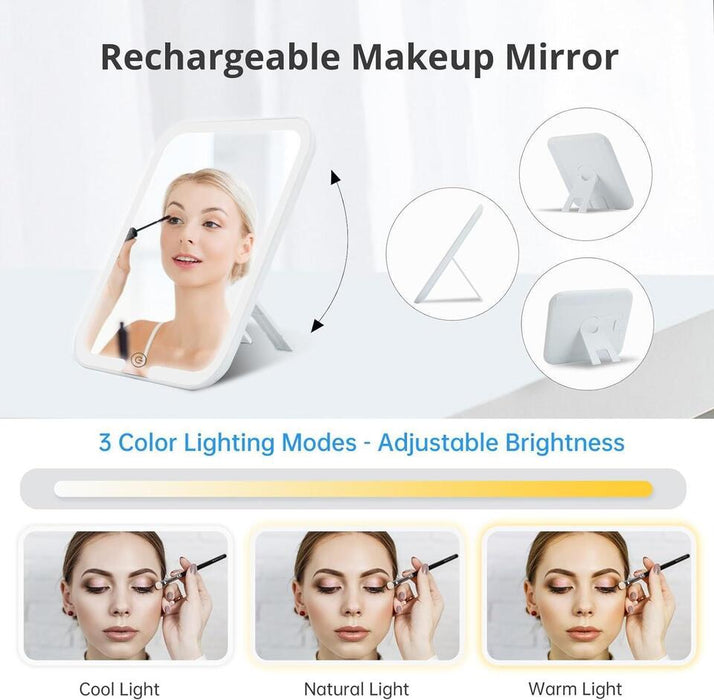 Portable Lighted Mirror Makeup Organizer