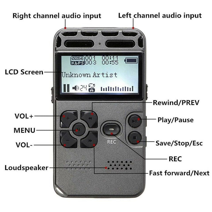 64GB Rechargeable Digital Voice Recorder