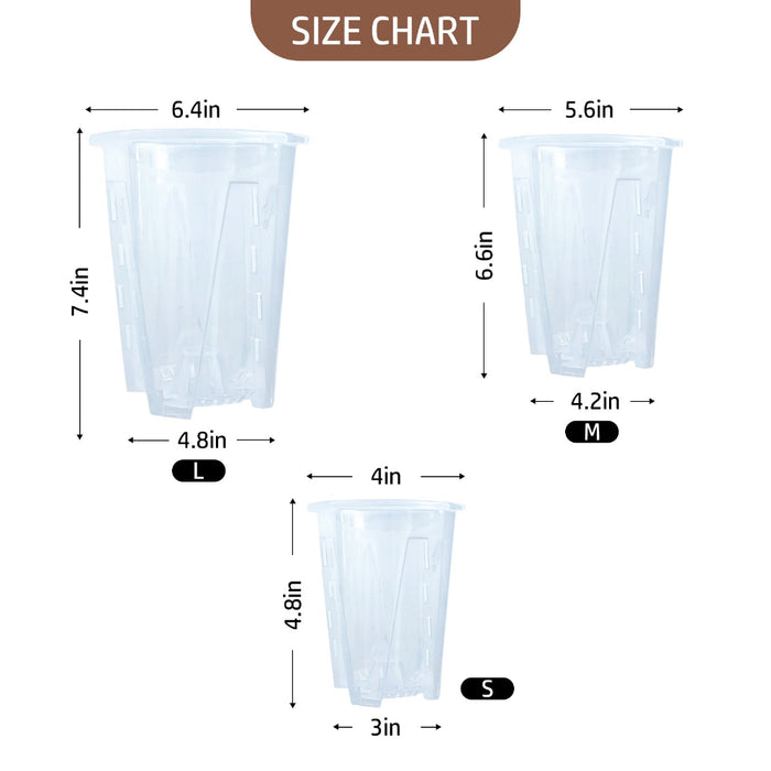 GrowGlass - Clear Nursery Pots with Drainage and Saucers