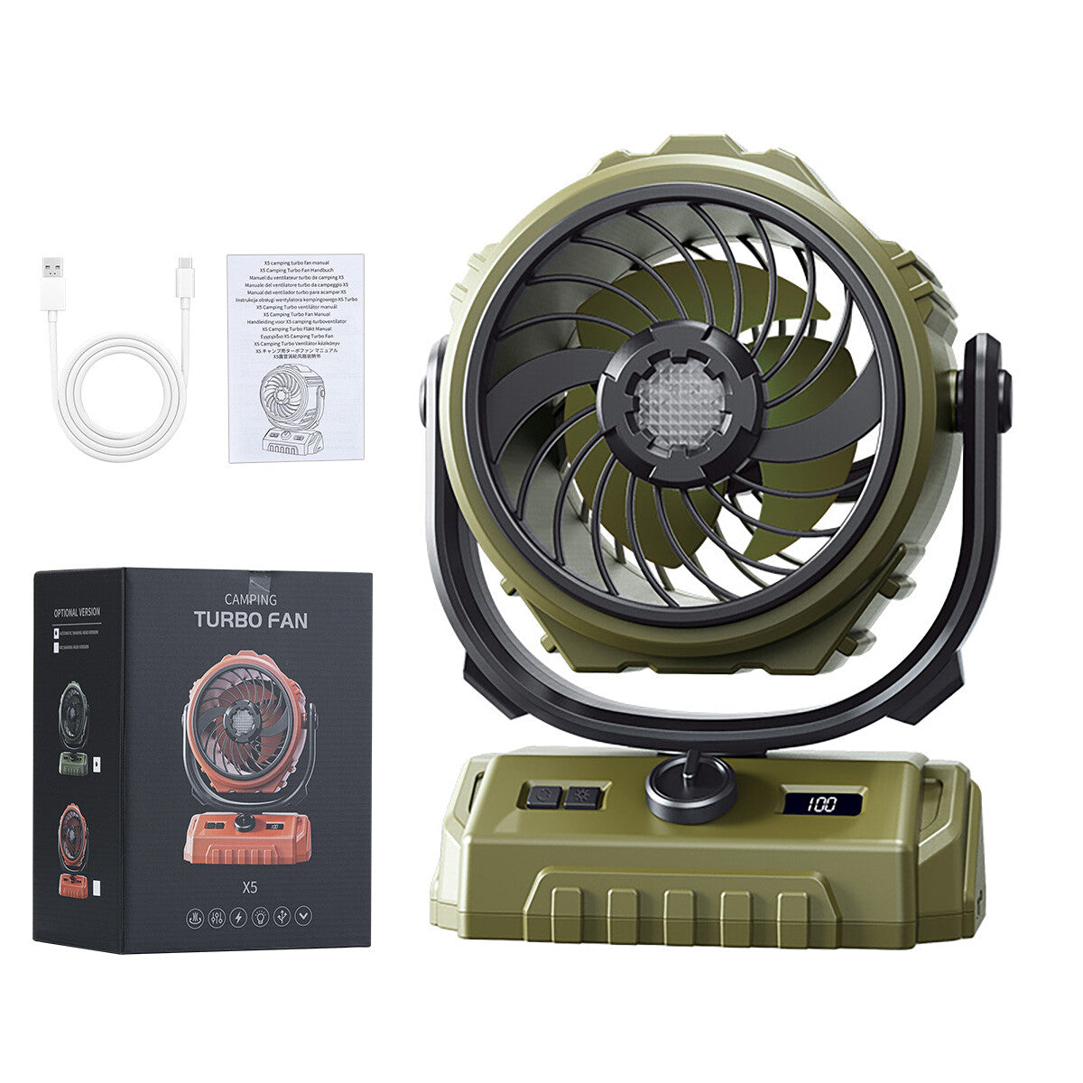 CampHalo™ – Rechargeable Tent Fan with LED Light