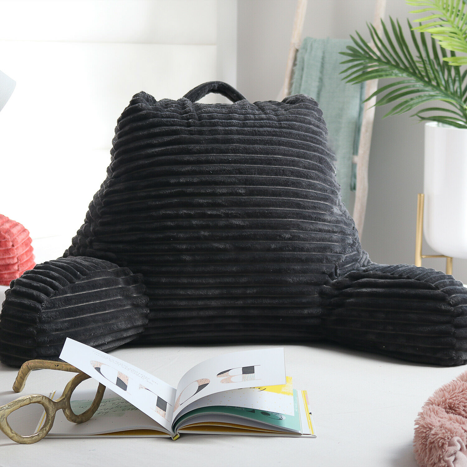 Plush Backrest Reading Pillow With Arms