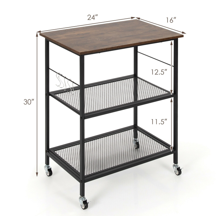 3 Tier Rolling Kitchen Cart & Microwave Stand