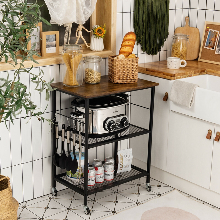 3 Tier Rolling Kitchen Cart & Microwave Stand