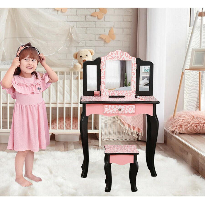 Kids Vanity Table and Chair - Pink